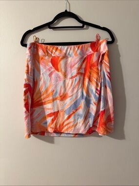 Tribal Bright Orange & Pink Abstract Mini Skirt